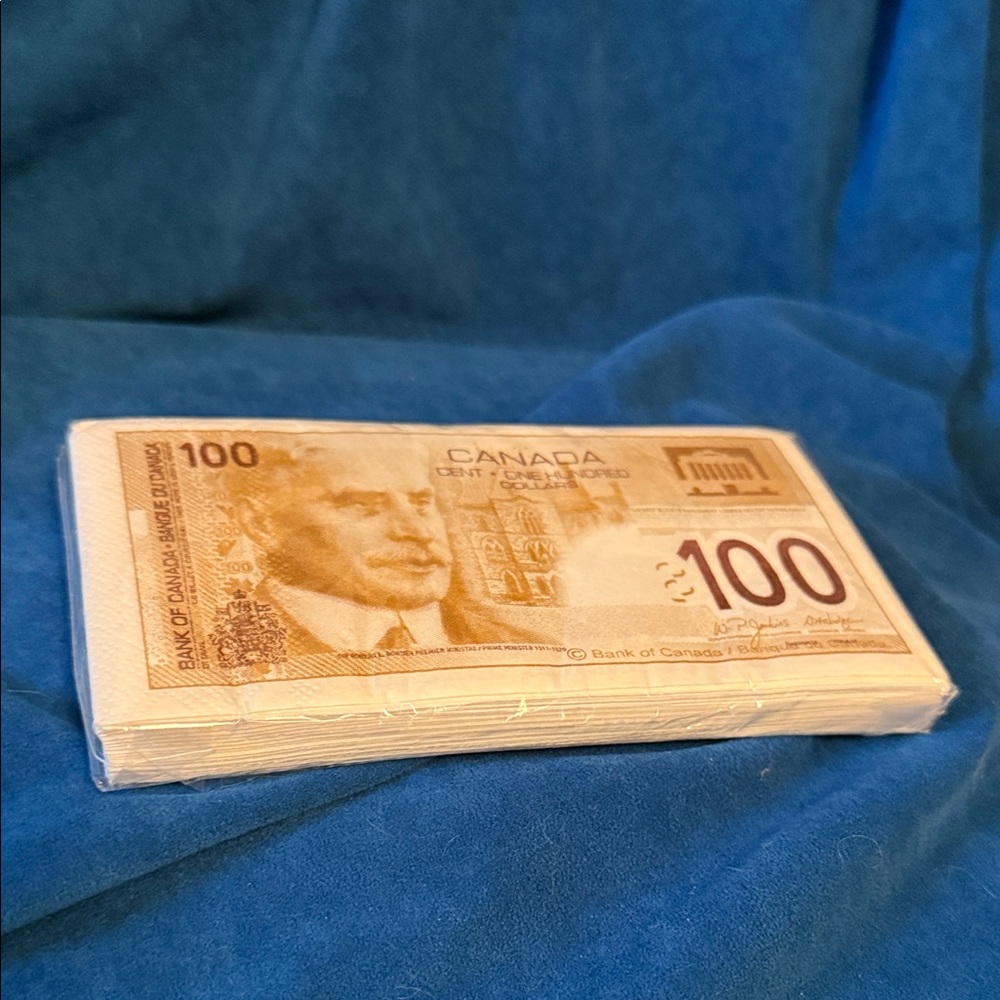 NEW 10 Stack of Canadian 100 Dollar Bills napkins